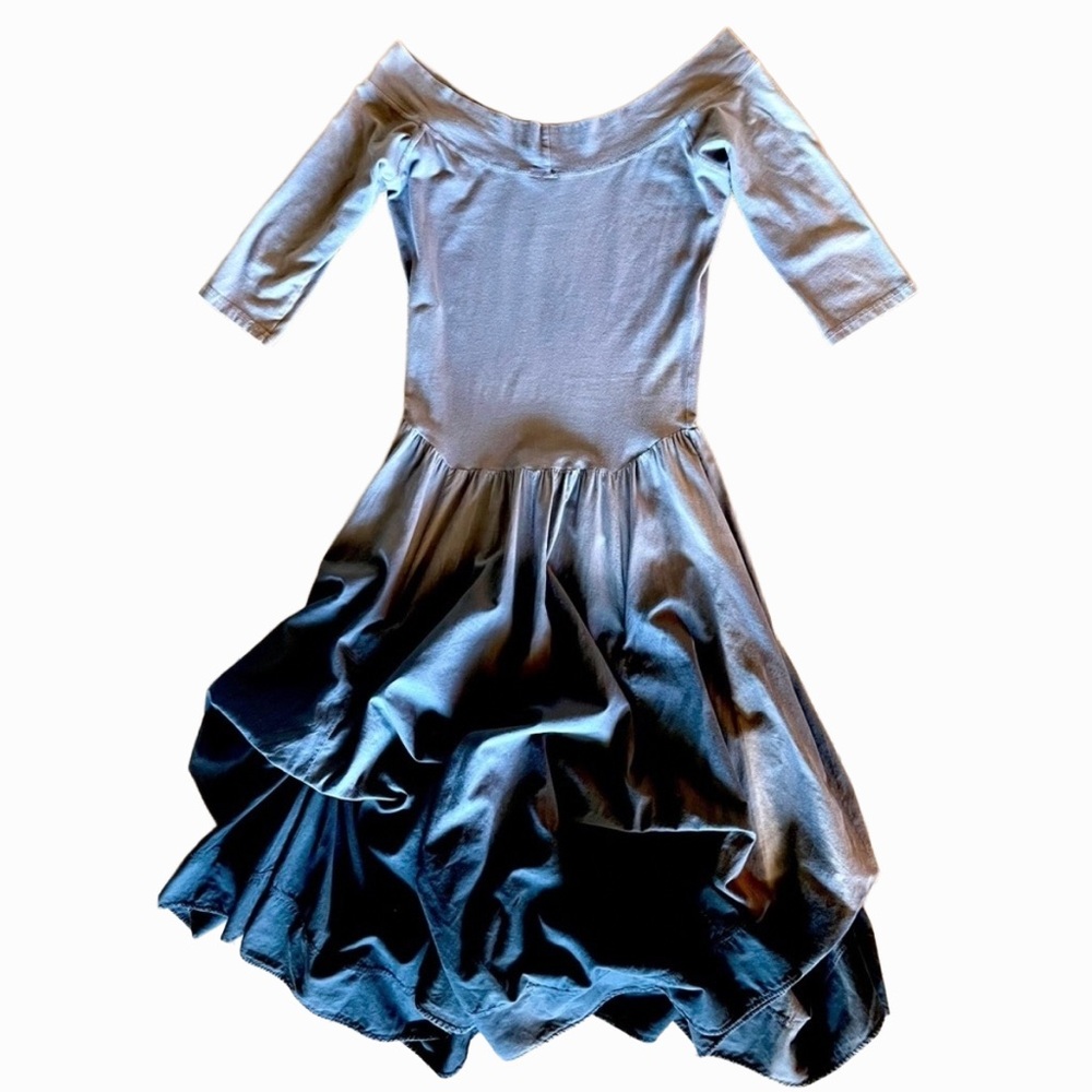 Luna Luz Belleza Dress Gray Gradient Lagenlook Off Shoulder Cotton M - Picture 3 of 10
